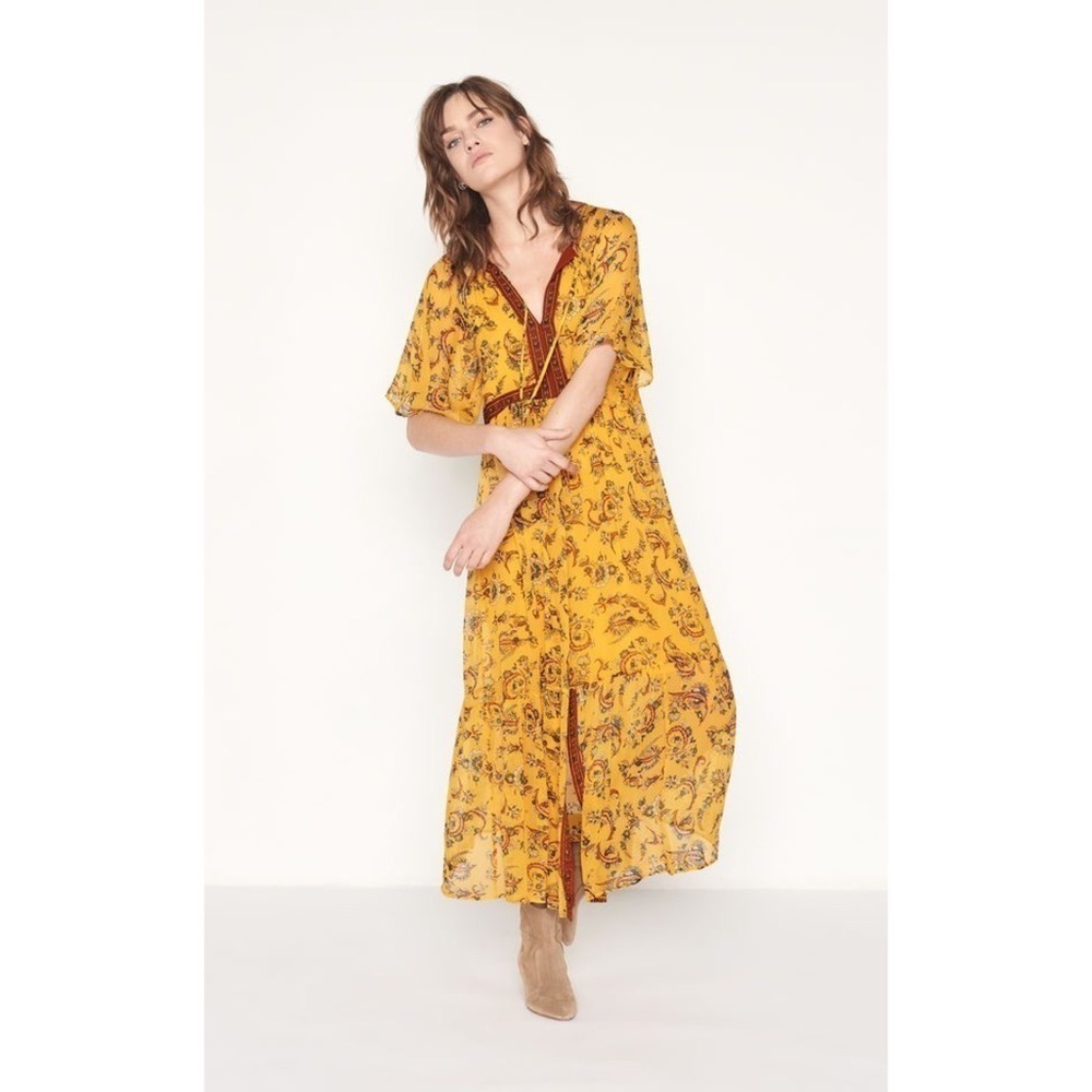 Ba&sh Jana Ocre Lady FloralMaxi Dress Size 6​​​​